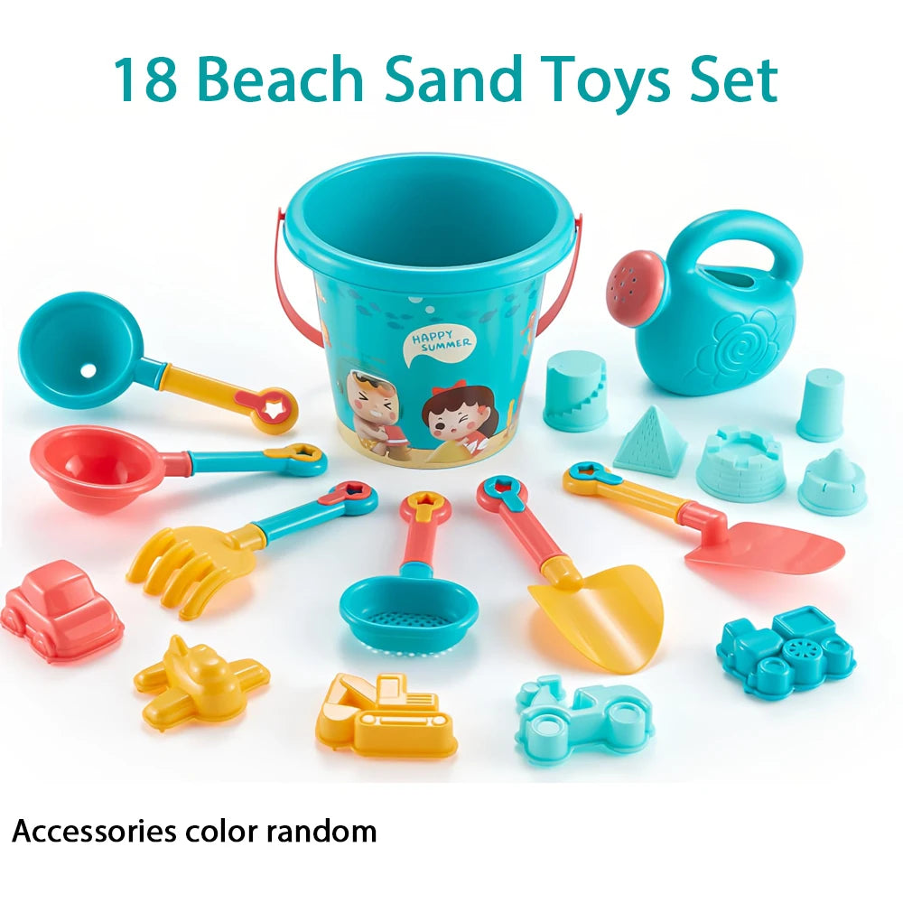 18PCS Beach Sand Toy Set, Durable Plastic, Summer Pool Beach Game Set, Outdoor Sand Play Tools For Boys And Girls, Great Holiday Solmar