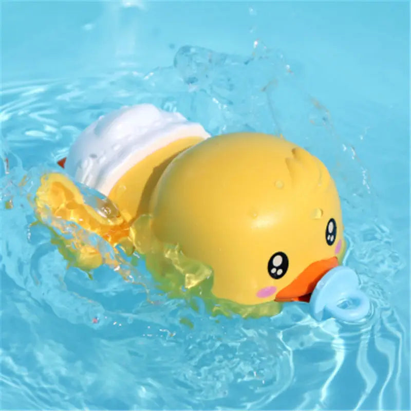 Baby Bath Toys Water Chain Clockwork Bathing Cute Swimming Yellow Duck Toy Toddler Pool Beach Classic Toy For Kids Water Playing Solmar