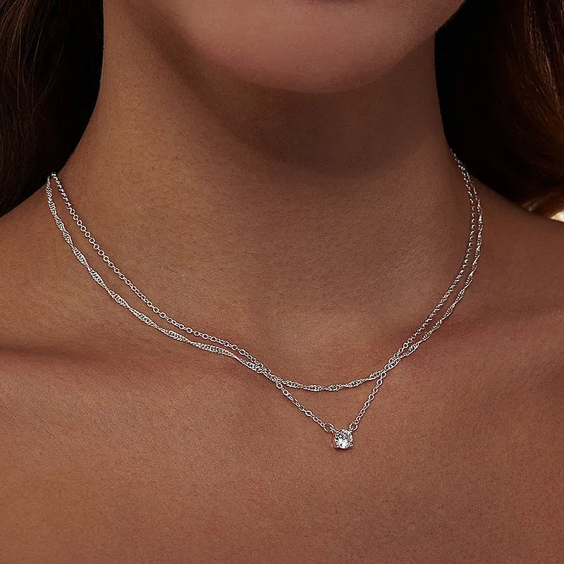 Diamond Necklaces for Women K Gold/Sterling Silver Choker Necklace Simple Gold Plated Jewelry Necklaces for Women Gifts Solmar